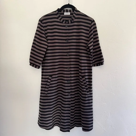 Marimekko Kaste A-Line Dress Cotton Stripes Pockets * FLAWS * - Picture 2 of 16